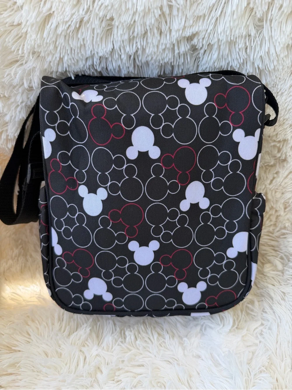 Disney Mickey Mouse Compact Diaper Day Bag Black White Red Like New